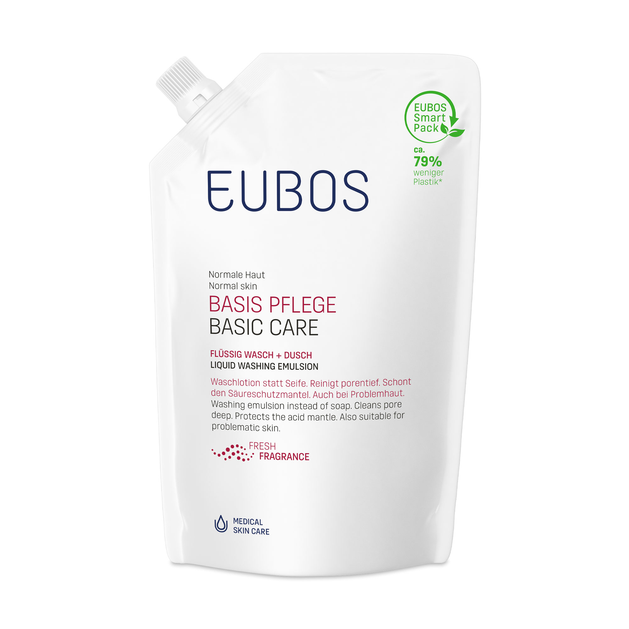Produktbild EUBOS BASIS PFLEGE FLÜSSIG WASCH + DUSCH, ROT, NACHFÜLLBEUTEL